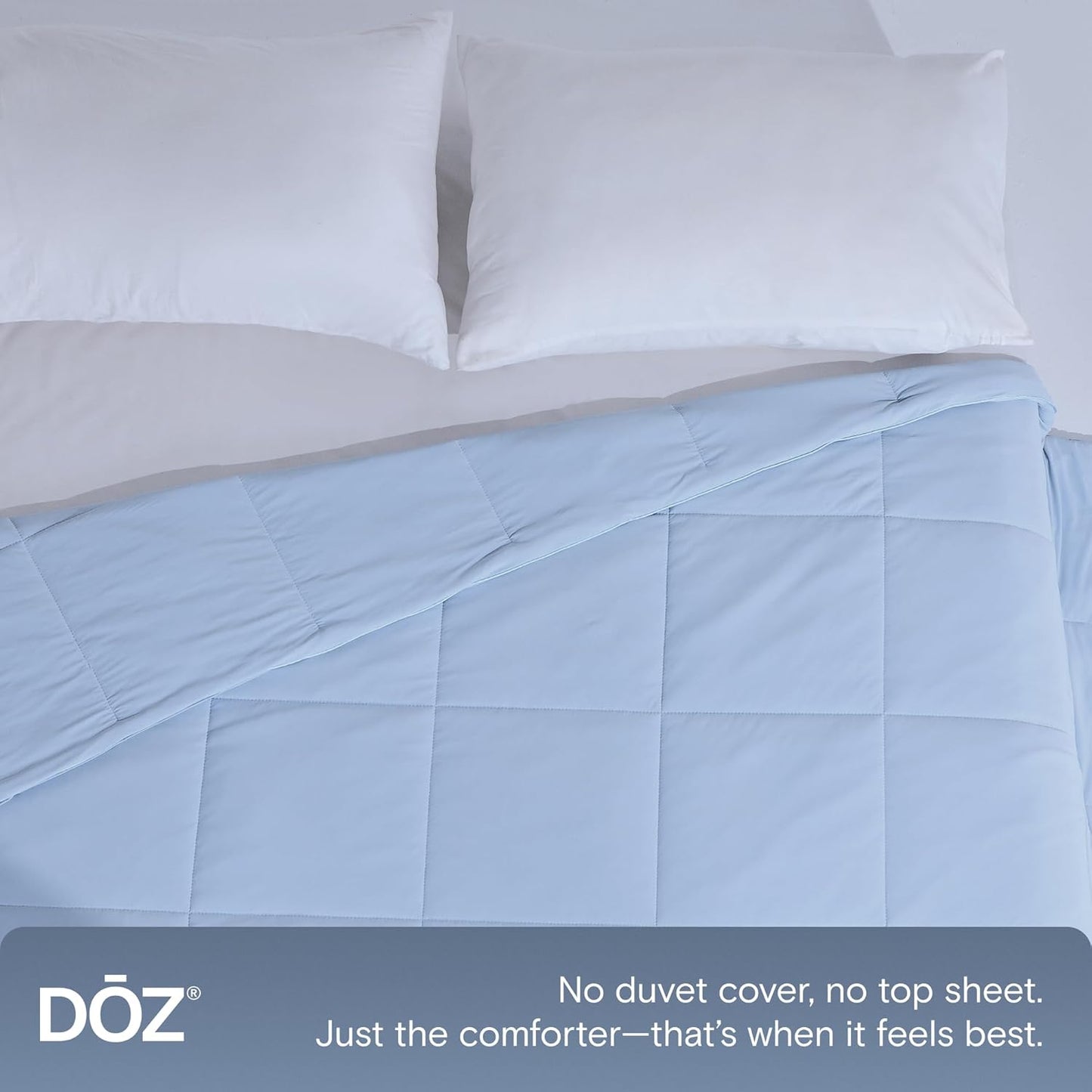 DOZ Summer Cooling Comforter, Cooling Blanket for Hot Sleepers and Night Sweats, Q-Max Over 0.4, Cool to The Touch Cover, Breathable, Lightweight, Soft, 90"x90", Glacier, Full/Queen
