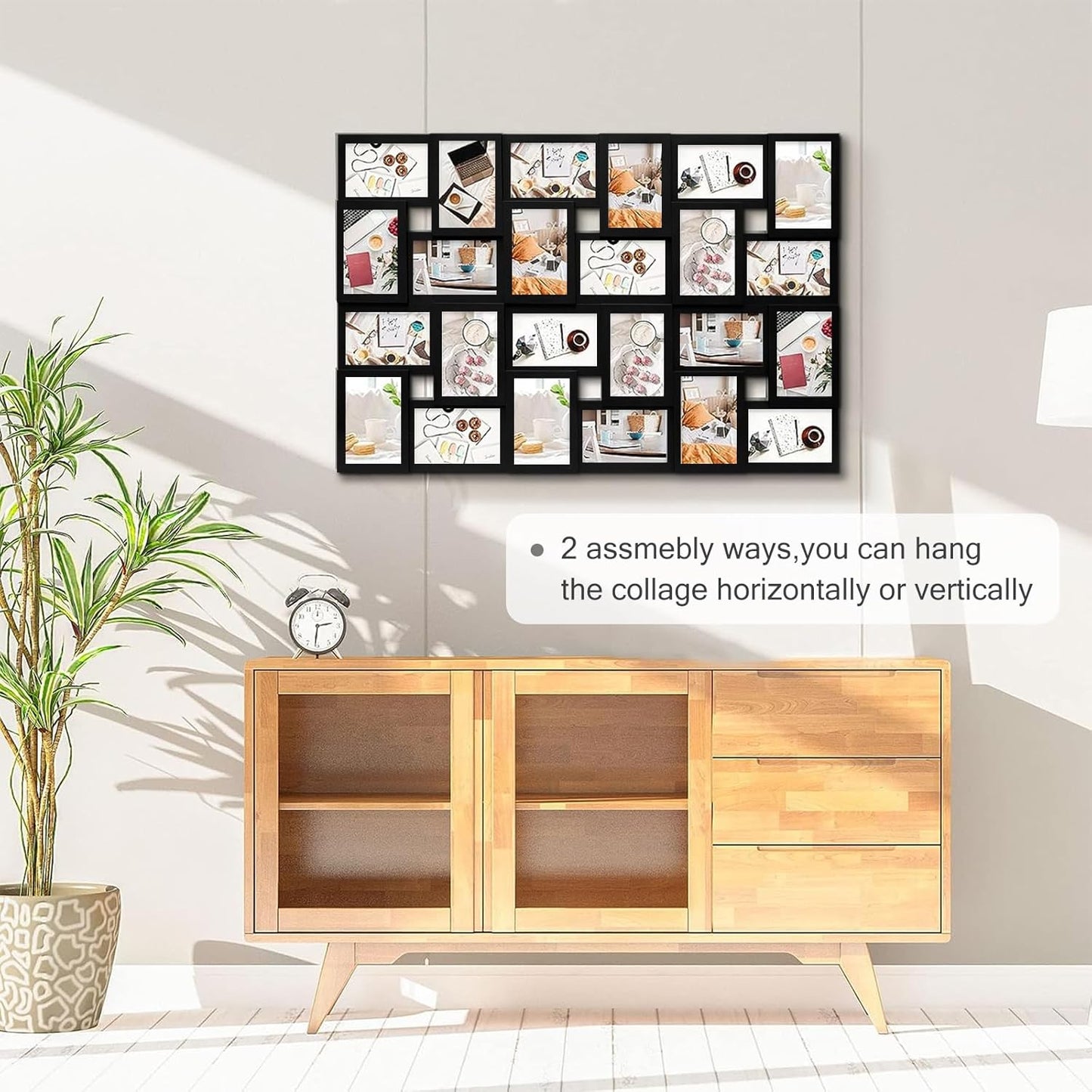 HELLO LAURA 4×6 Collage Picture Frames,24 Opening Photo Collage Frame for Wall Decor,Multi Family Photo for Gallery Decor, Hanging Display - Black