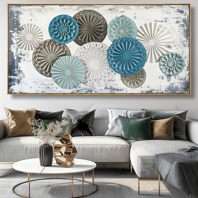 Wall Art Colorful Floral Rustic Wall Decor Canvas Painting Abstract Wall Art for Bedroom Living Room Dining Room Home Office Decor 24"x48" with Framed