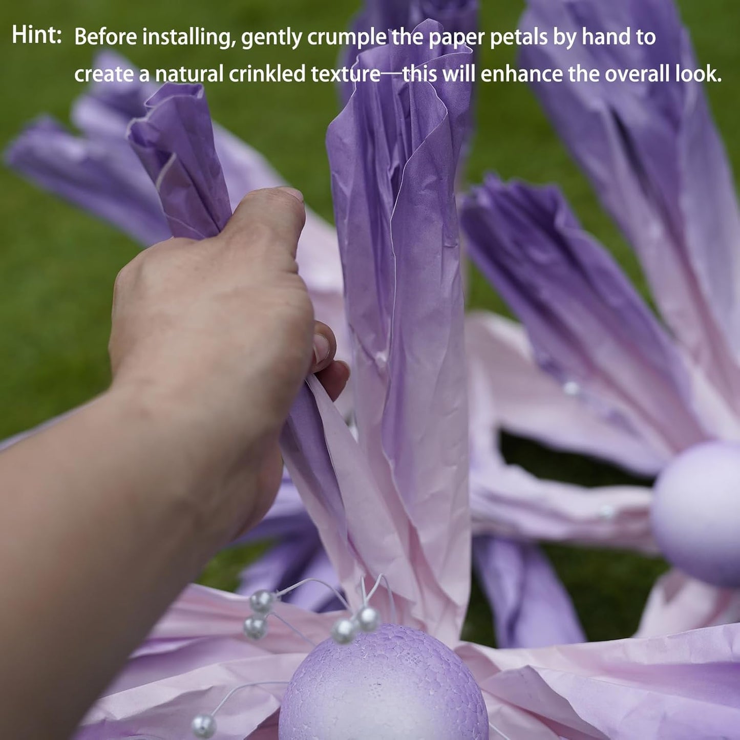 Giant Flowers for Decoration,Large Paper Flowers with Standing Stems and Base,3 pcs Artificial Flowers for Home Decor, Wedding Decorate, Photography Props, Party Banquet (Purple)