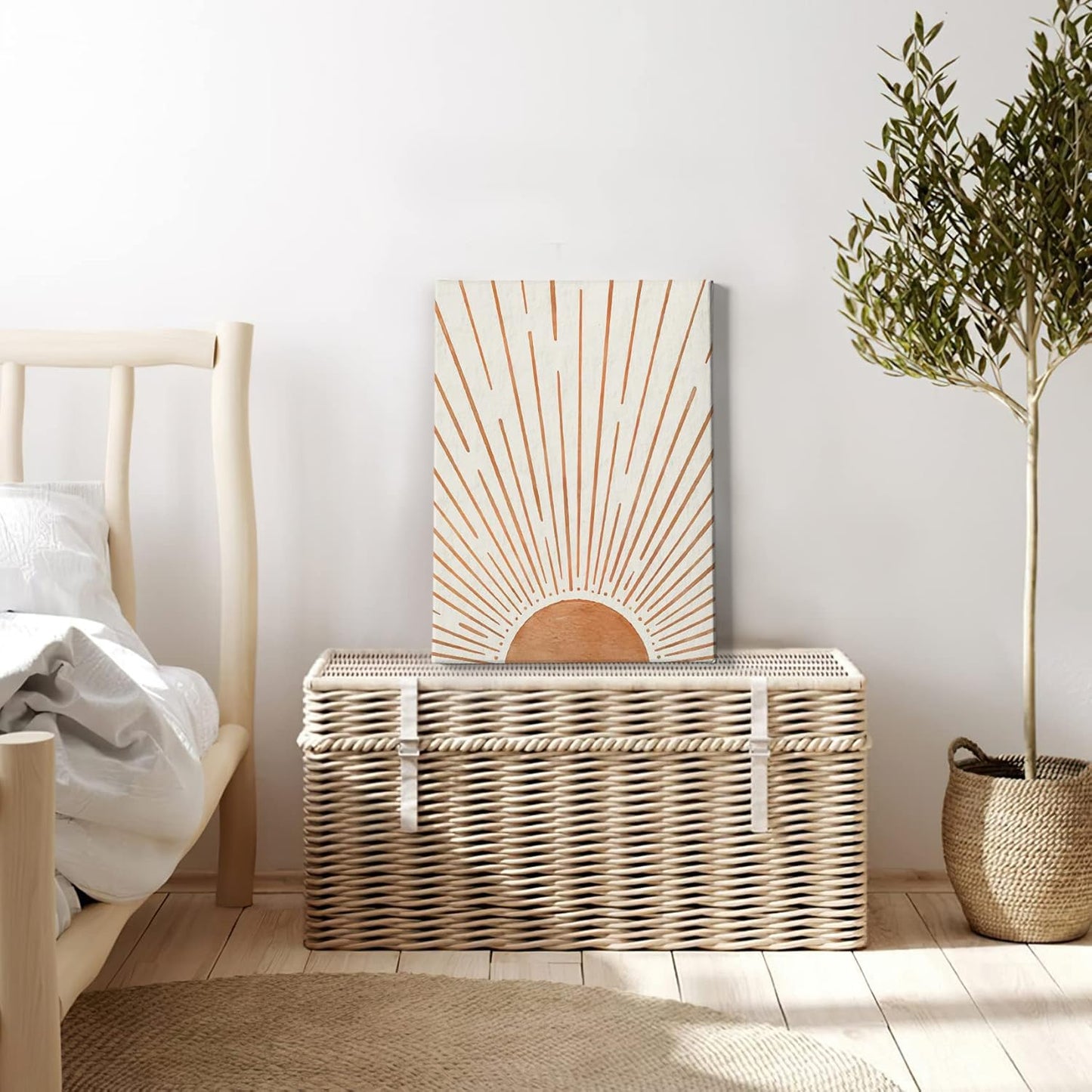 HIWX Boho Sun Framed Canvas Pictures, Boho Wall Art, Sunrise Wall Art Decoration For Bathroom Office Room Bedroom 11x14 (Orange)