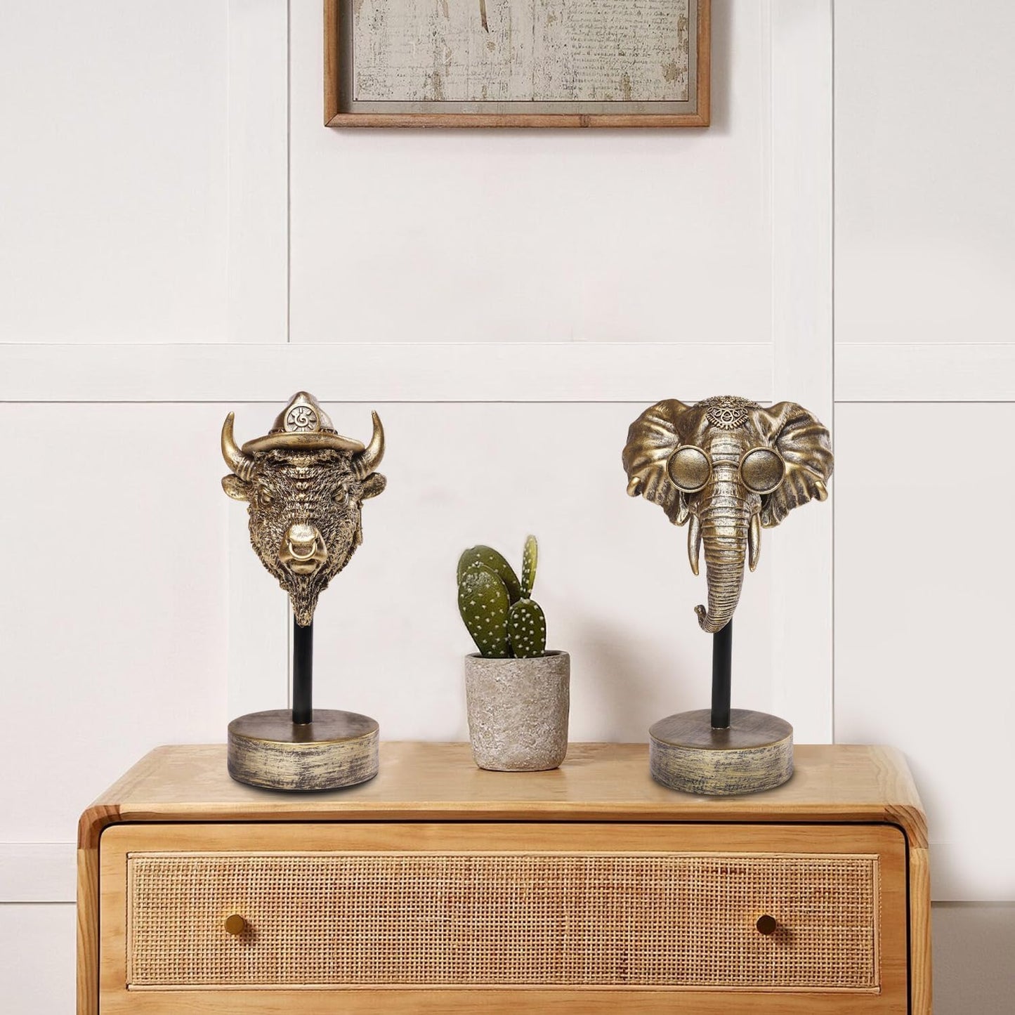 Handcrafted Resin Sculpture (Buffalo)- Statue Decoration Modern Home Decor Accent, Trending Living Room & Office Decor, Elegant Tabletop & Shelf Decor for Desk, Bookshelf, Nightstand