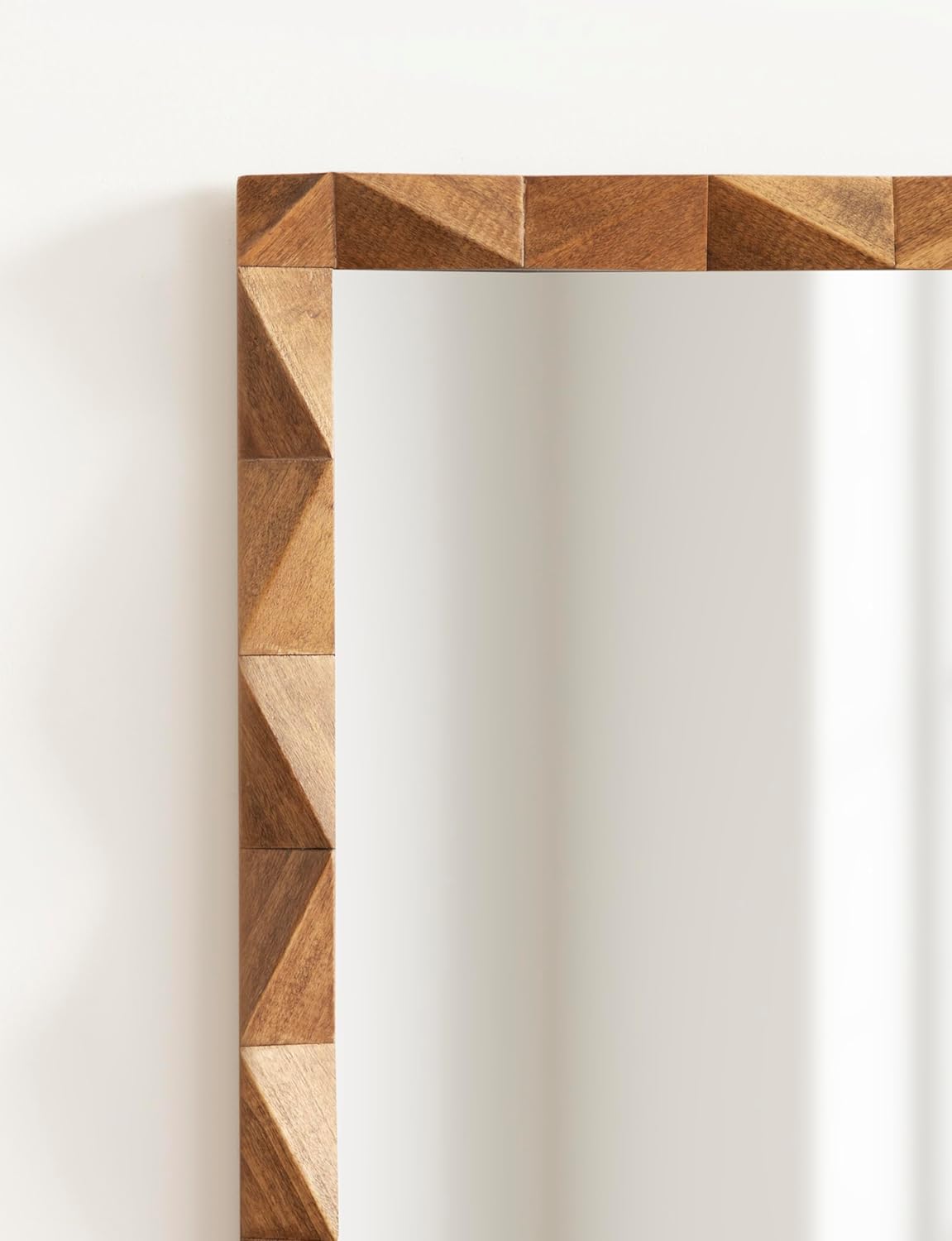 Kate and Laurel Endicott Modern Geometric Rectangle Wall Mirror, 24 x 36, Natural Rustic, Rectangular Dimensional Pieced Wood Mirror for Use as Bathroom Mirror for Over Sink or Cute Nursery Mirror