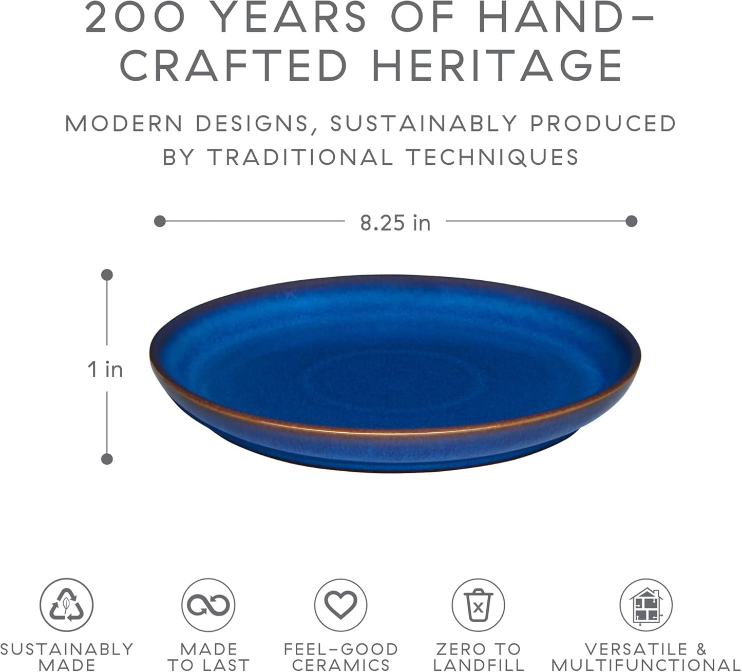 Denby Imperial Set of 4 Coupe Salad Plate Set, One size, cobalt blue