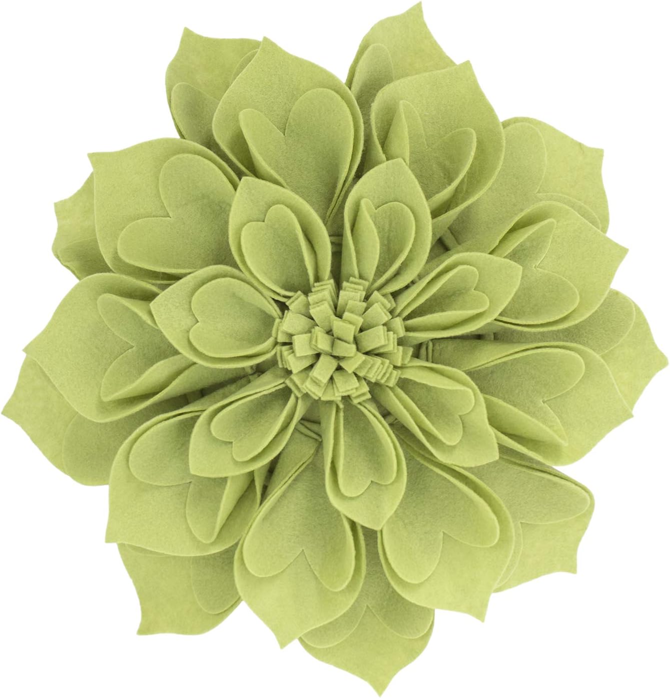 Fennco Styles Handmade 3D Heart-Shaped Petals Flower Decorative Throw Pillow Cover Only - 13" Round Lime Floral Pillow Case for Couch, Home Décor and Holiday, Housewarming Gift