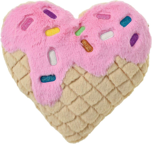 iscream Furry Plush Waffle Cone Heart Shaped 12.5" x 12" Accent Pillow