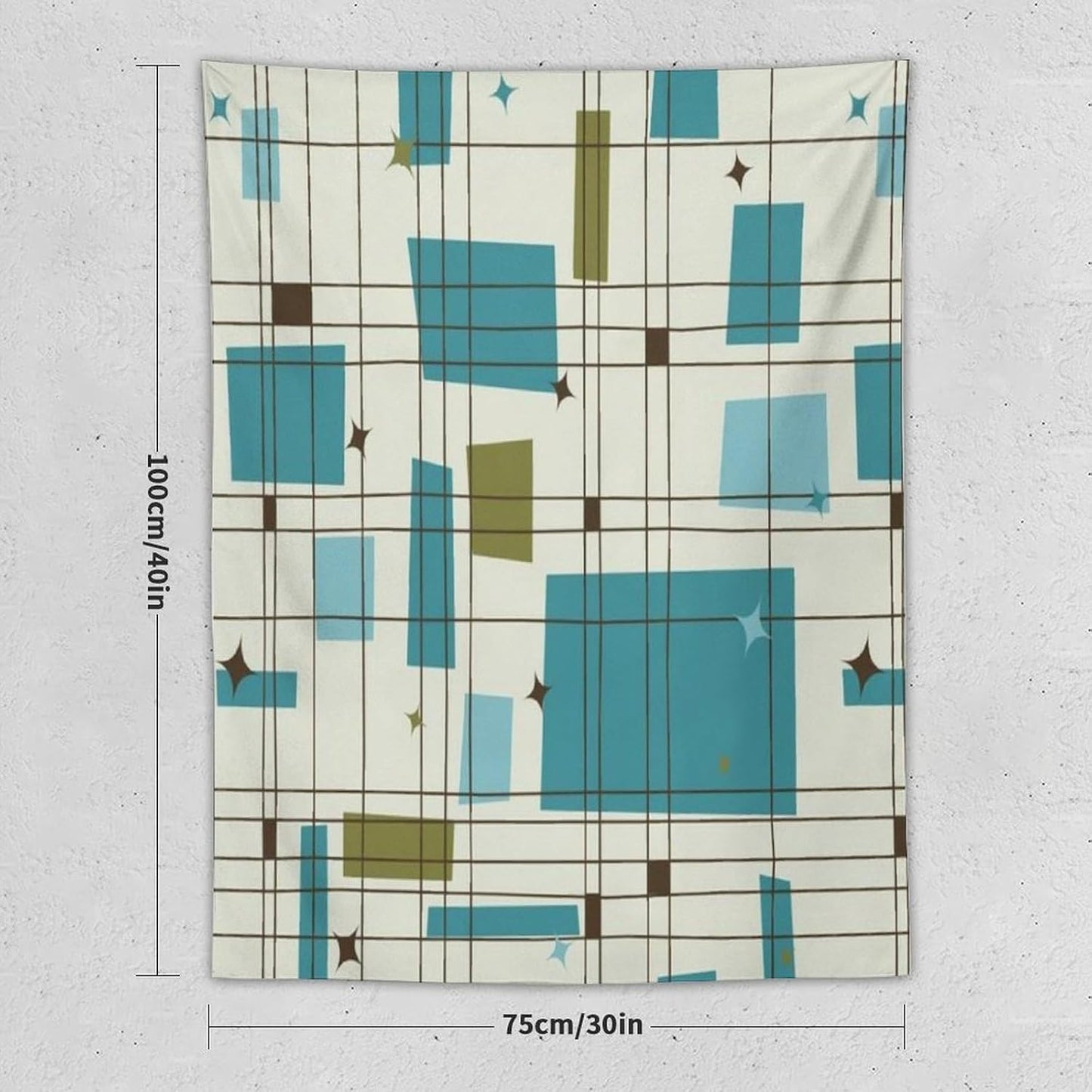 ICMOLYYENLO Boho Medieval Cat Tapestry, Abstract Atomic Starburst Geometric Aesthetic Art Wall Hanging For Bedroom Living Room Dormitory 60x60 Inches