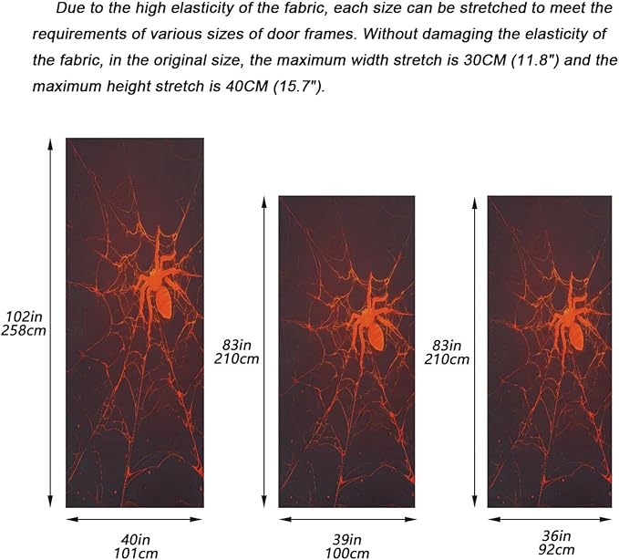 Halloween Door Cover Cool Red Spider Web Hand Drawn Banner Decoration 79 * 35 inch for Front Doors Wall Party Decor