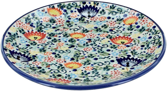 Blue Rose Polish Pottery - Green Desert Oasis Dessert Plate - 7" Diameter - Beautiful Plate for Cake, Appetizers, or Snacks