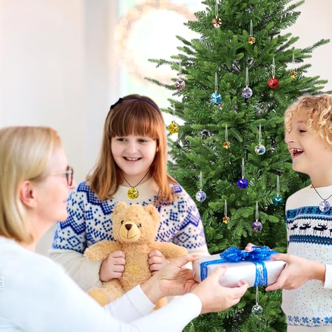 Worgree Crystal Christmas Ornaments Set, 16 Pcs Mini Colorful Crystal Glass Christmas Balls Ornaments for Xmas Tree Decorations Decorative Hanging Crystals Prism Ornaments for Wedding Party Home Decor