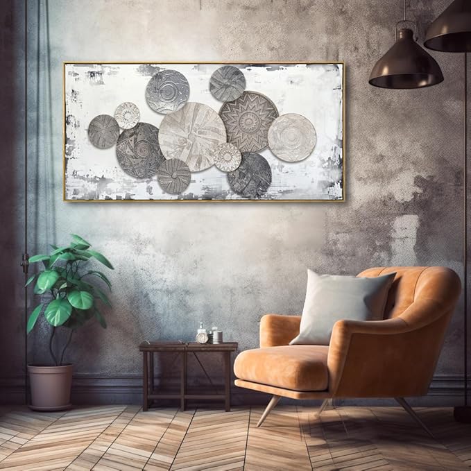 Wall Art Floral Rustic Wall Decor Brown and Grey Canvas Painting Abstract Wall Art for Bedroom Living Room Dining Room Home Office Decor 20"x40" with Framed
