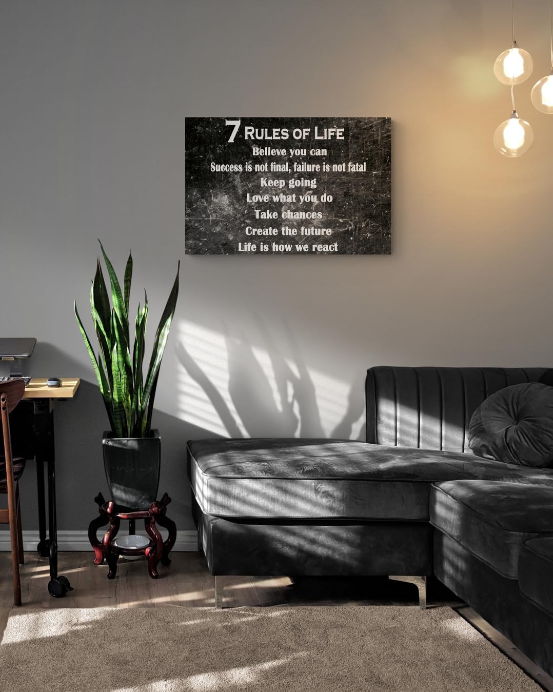 GoForArt Motivational Canvas Wall Art, Famous Quote Inspirational Prints Wall Decor, 7 Rules Of Life Art Print for Office Living Room, Positive Poster Bedroom Dining Room Artwork Home Decoration