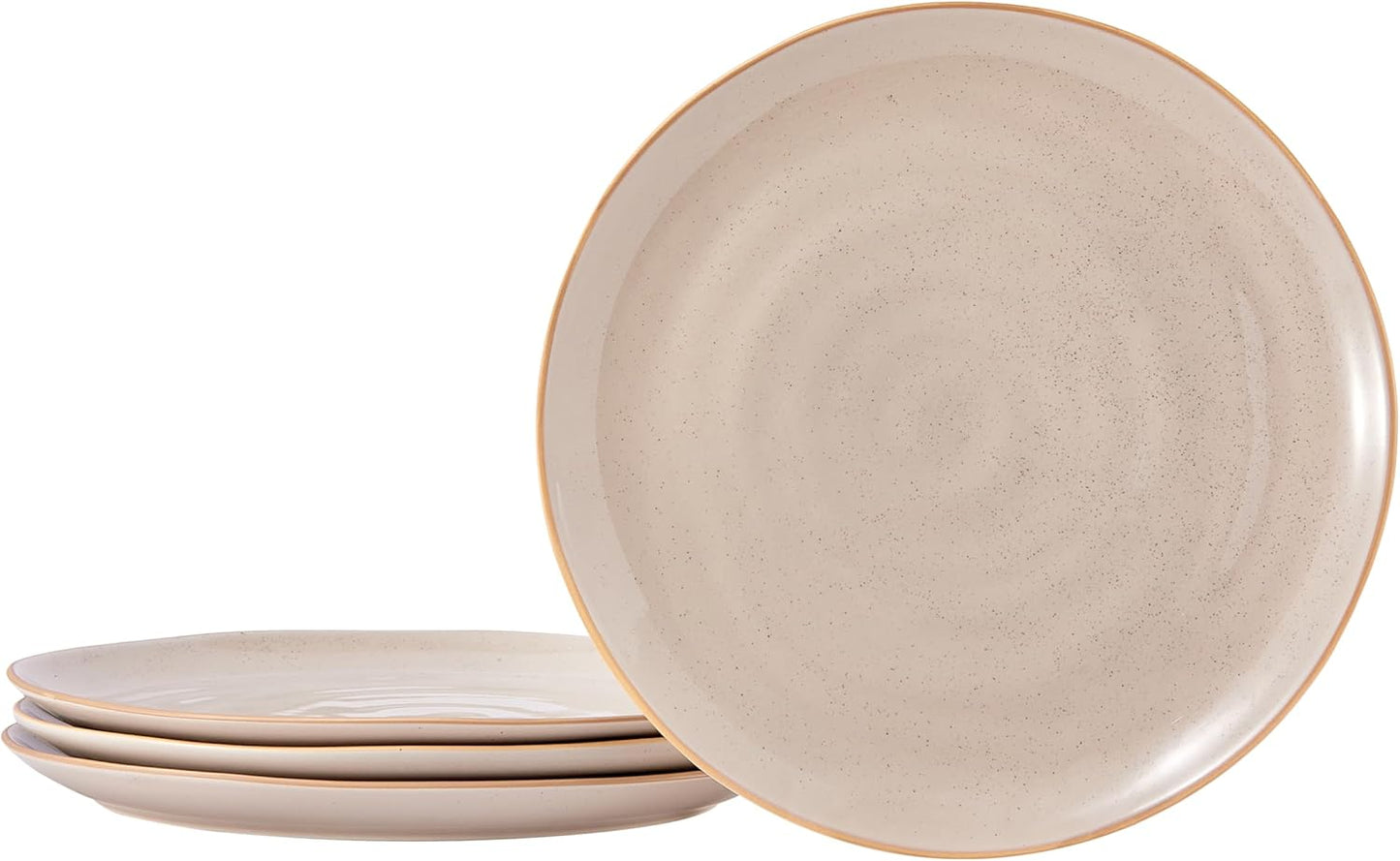 Bico Light Beige 10 inch Stoneware Dinner Plates Set, Set of 4, Microwave and Dishwasher Safe, for Main Course, Steak, Pasta