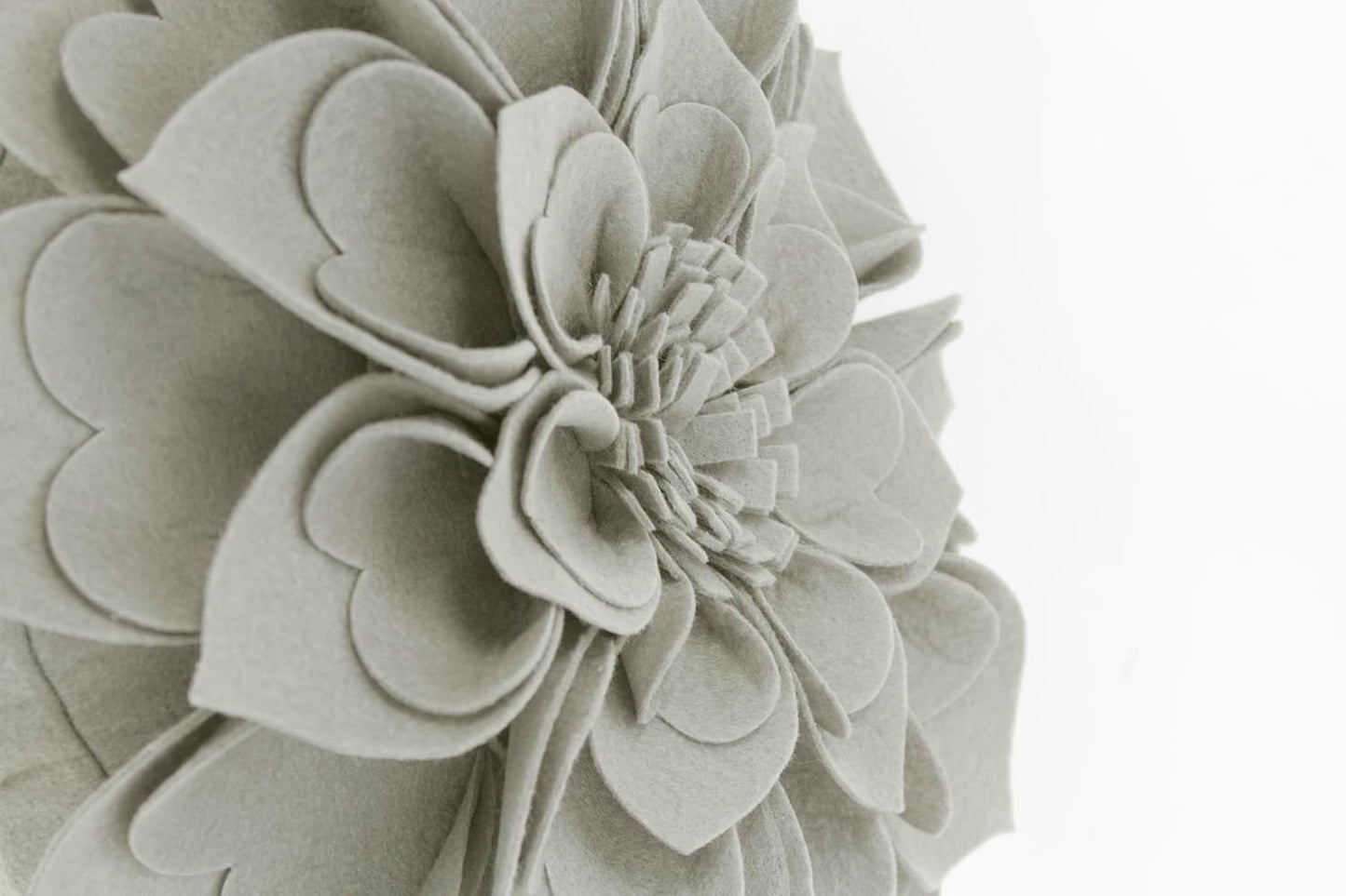 Fennco Styles Handmade 3D Heart-Shaped Petals Flower Decorative Throw Pillow Cover Only - 13" Round Grey Floral Pillow Case for Couch, Home Décor and Holiday, Housewarming Gift