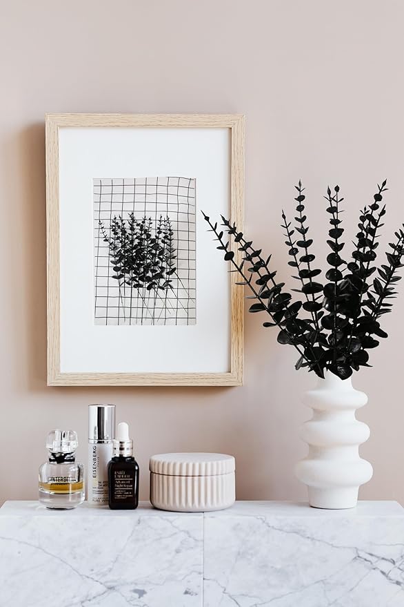 Tinsow Black Artificial Eucalyptus Stem Bulk Halloween Faux Eucalyptuses Wedding Bouquet Centerpiece Home Decor (65, Black)