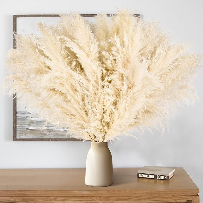 11 PCS 17inch Pampas Grass Small Decor-Natural Short Pampas Grass Bulk-Fluffy Beige Pompas Grass Floral for Small Boho vases,Boho Table Decor,Boho Bathroom Decor,Boho Room Decor