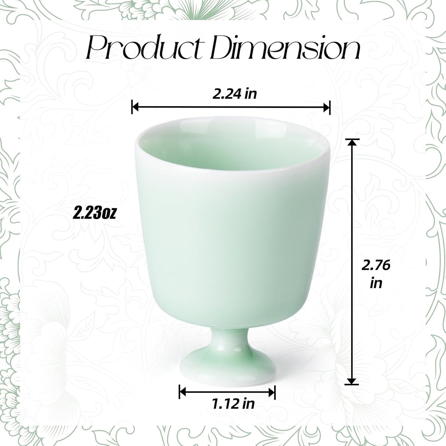 KAMMAK Ceramic Tea Cups Small, Cute Vintage Coffee Cup Set of 2, Porcelain Teacups Espresso Mug, 2.2oz Hand Painted Chinese Afternoon Tea Party Mugs, Birthday Gift for Women Men, Candy Plum