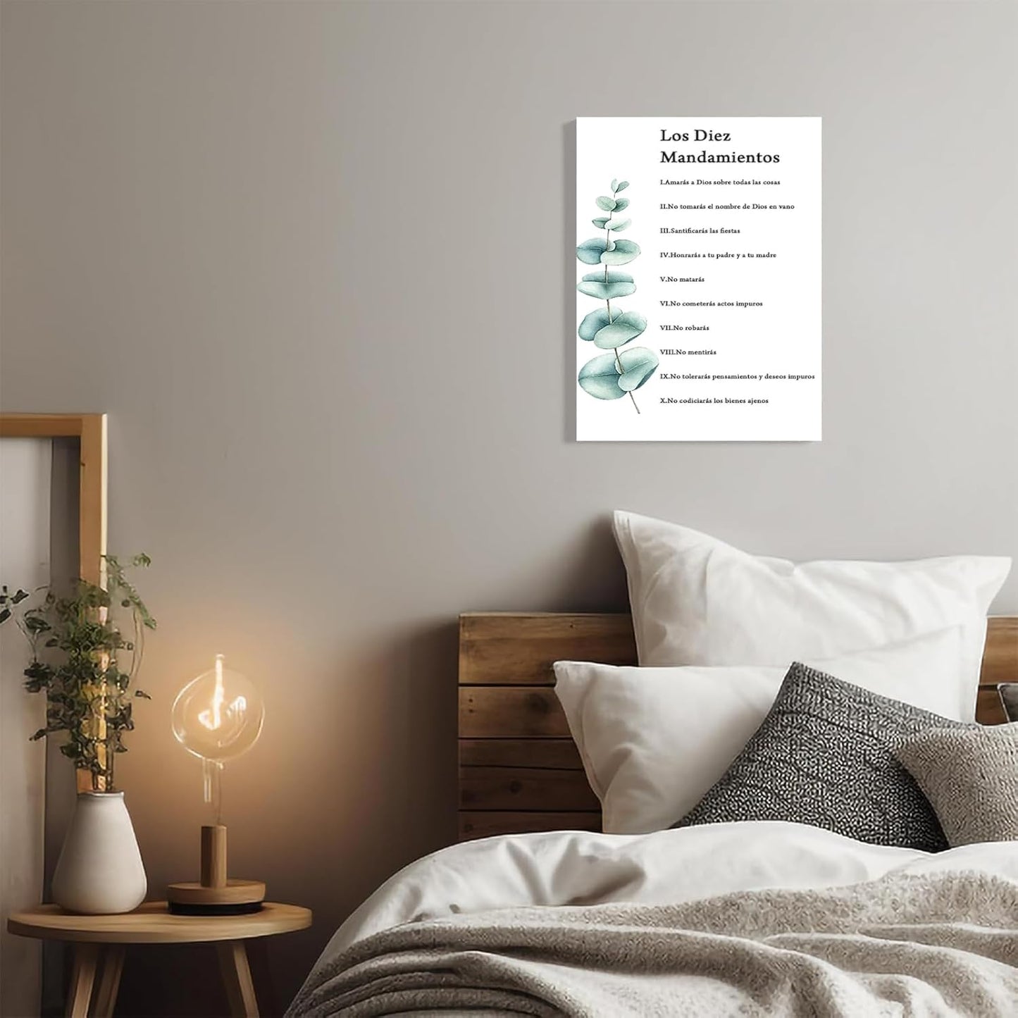 Los 10 Mandamientos En Español Para Pared Canvas Wall Art 10 Commandments Bible Verses Poster Inspirational Print Religious Painting Christian Prayer Room Office Living Home Decor Gifts 16*24 Inch