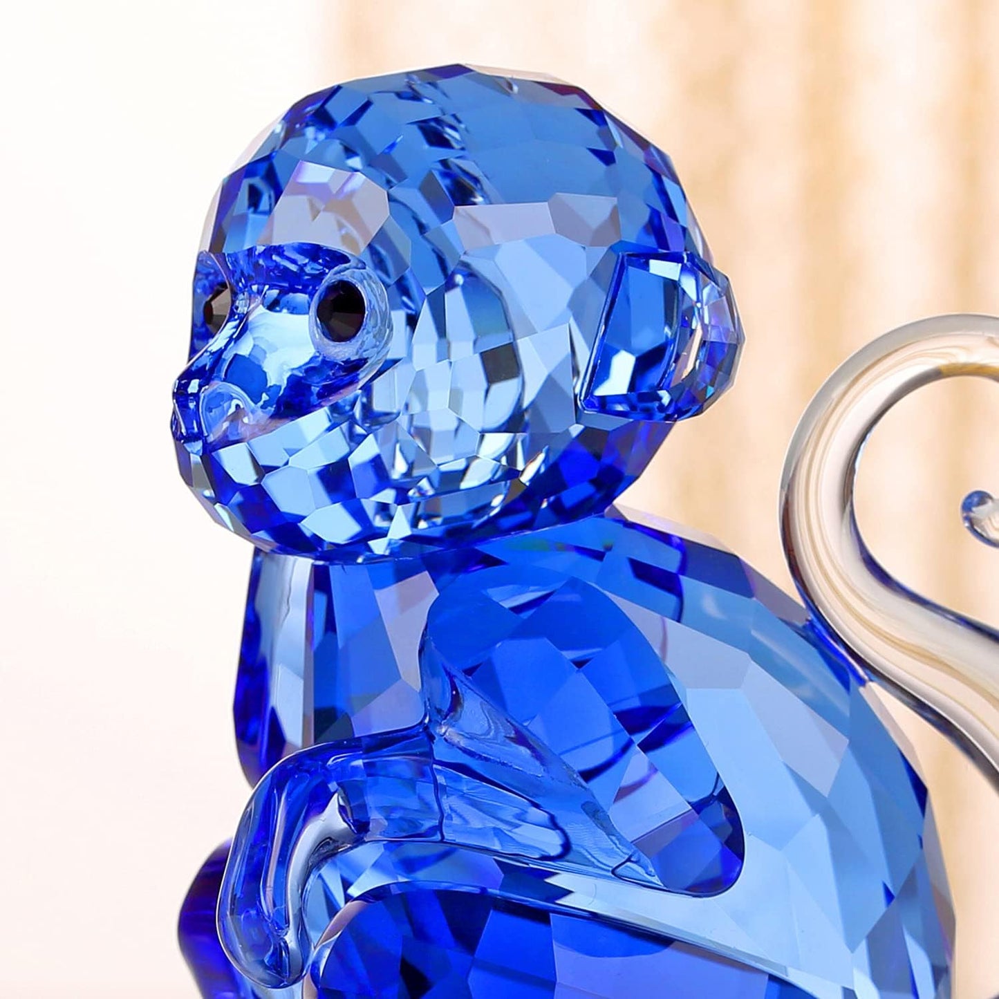 DOJOZ Crystal Little Monkey Animals Lovely Craft Decorations for Home Ornaments Christmas Collectible Birthday Gifts Figurines (Blue)