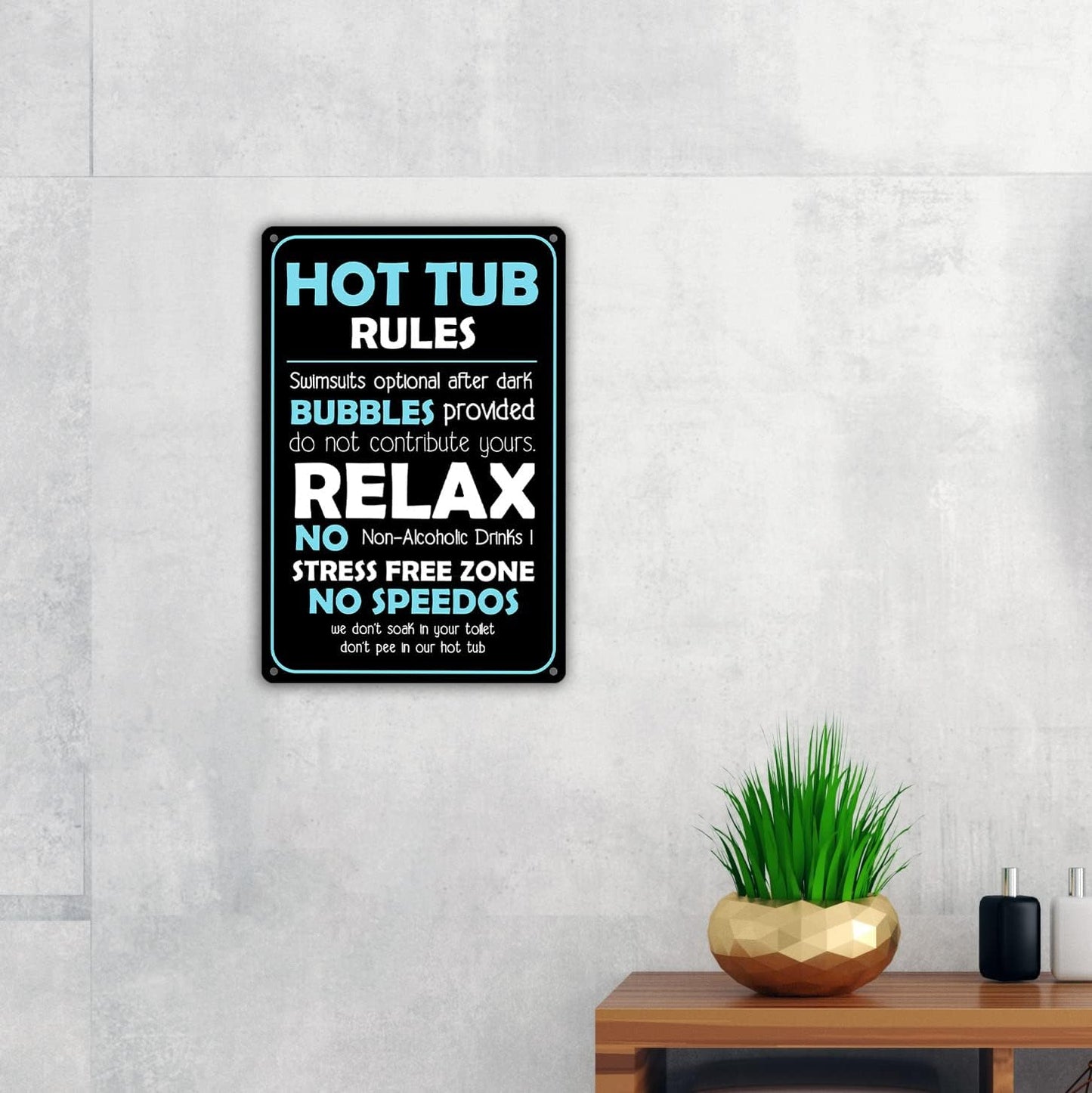 Funny Hot Tub Rules Metal Tin Sign Wall Decor Hot Tub Sign for Home Decor Gifts