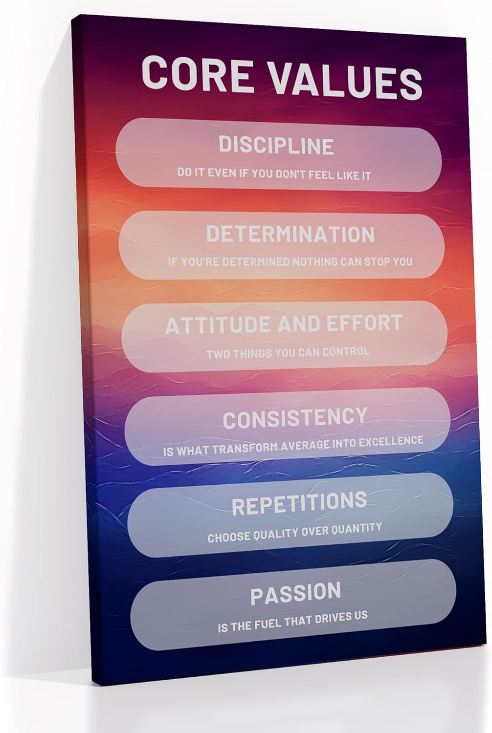 Inspirational Canvas Poster Print Motivational Core Values Entrepreneur Quotes Picture Wall Art for Modern Home Living Room Office Workplace Wall Decor Artwork Ready to Hang [24''Wx36''H]