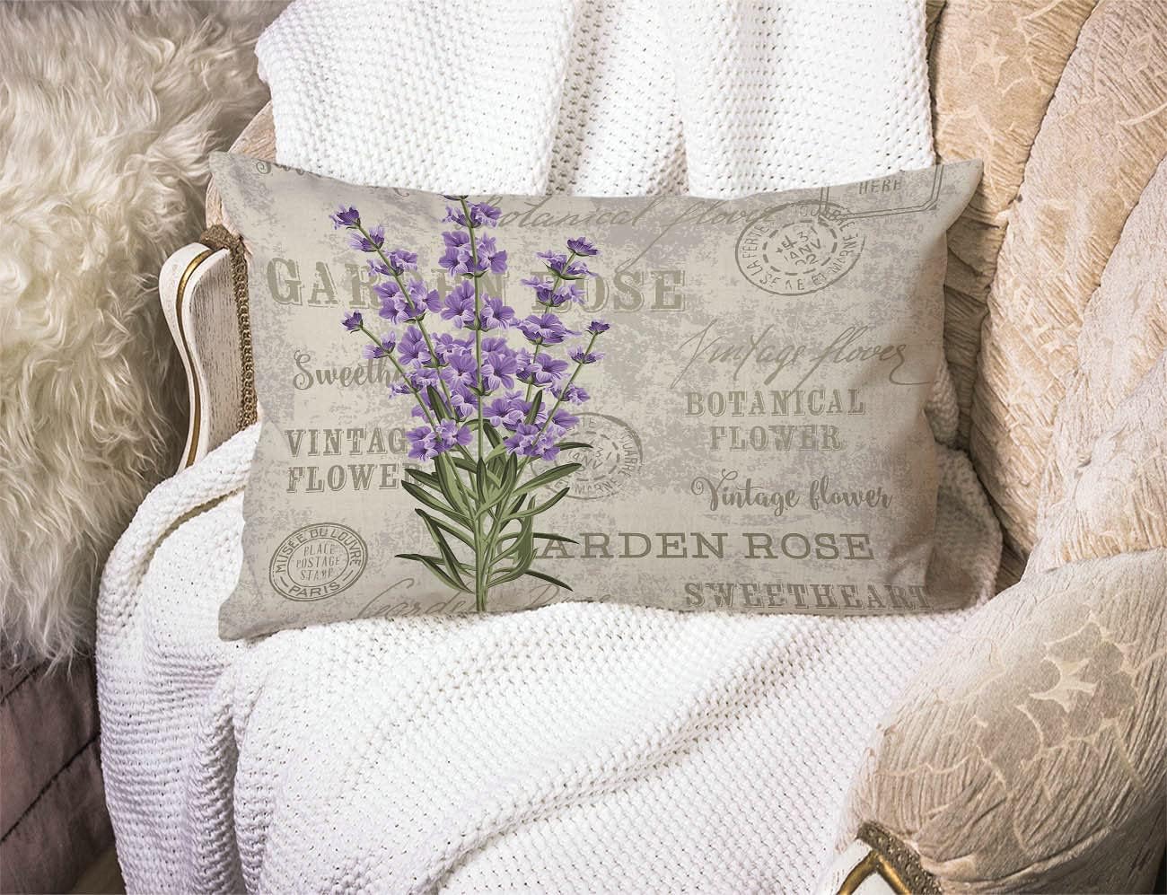 Lavender Cotton Linen Decorative Throw Pillow Case Cushion Cover Pillowcase for Couch Sofa Bed,12 X 20 Inches