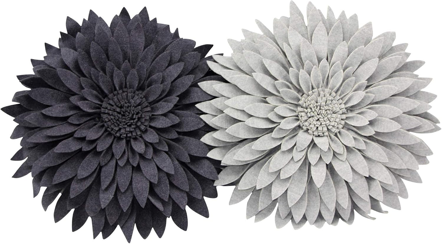 Contempo Lifestyles 3D Daisy Flower Decorative Pillow - Patented Design, Couch & Bed Decor (14.5" Flower, 13" Pillow, Heather Grey)