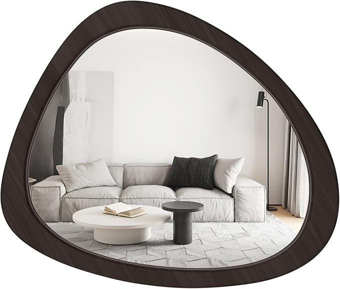 WallBeyond Asymmetrical Mirror, Irregular Wall Mirror, Wall Mirrors Decorative for Bedroom Living Room Entryway Hall, Wood Mirror for mid Century Modern Decor 23" H x 19" W, Black