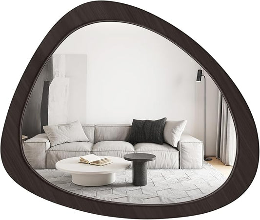 WallBeyond Asymmetrical Mirror, Irregular Wall Mirror, Wall Mirrors Decorative for Bedroom Living Room Entryway Hall, Wood Mirror for mid Century Modern Decor 23" H x 19" W, Black