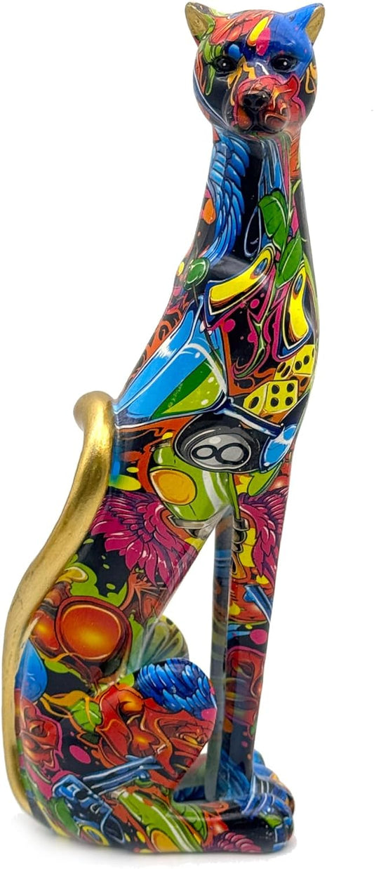 Colorful Leopard Statue Art Figurine Sculpture Collectible Gifts for Leopard Lover Office Home Decor Desk Accessories Decoration Garden Figurines Outdoor Decor (Color C)