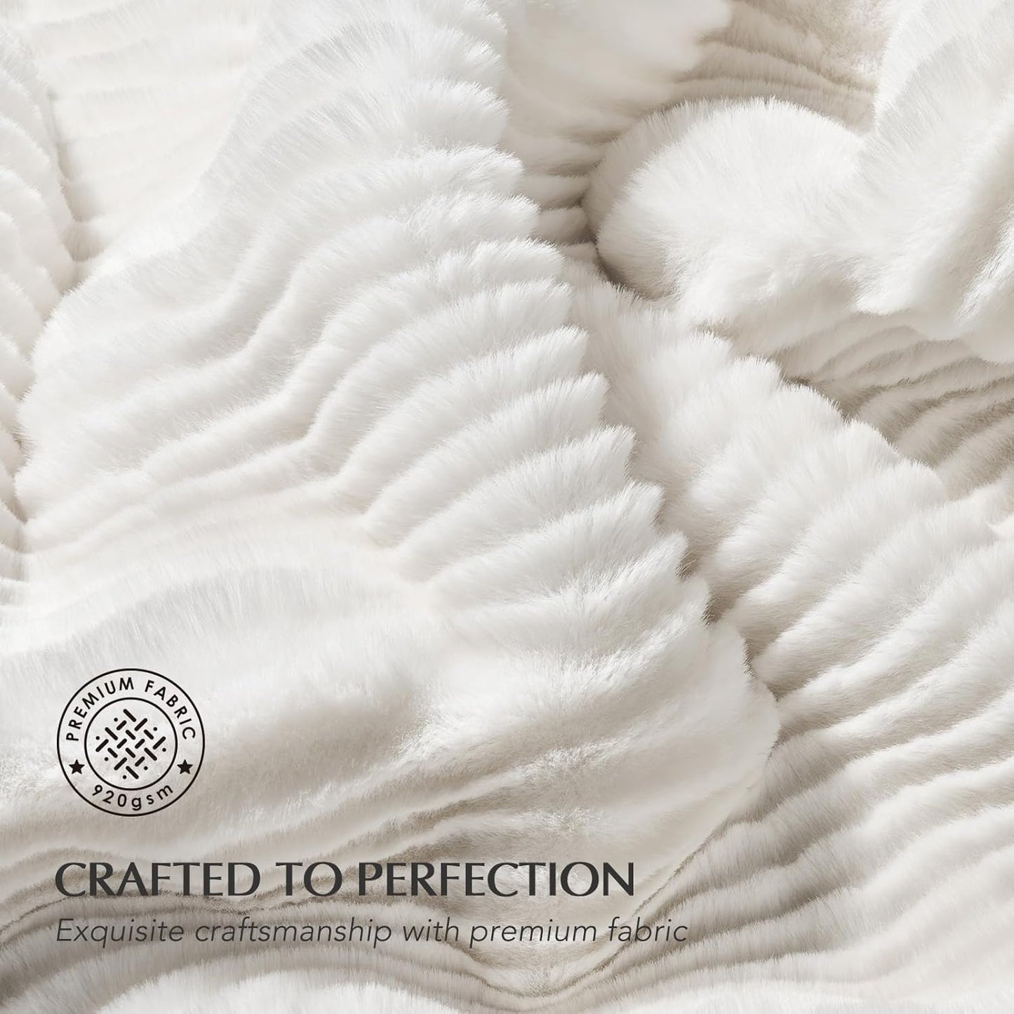 EVERGRACEHOME Ultra Soft Faux Fur Throw Blanket for Couch, Luxury Sculpted Texture Faux Rabbit Fur Blanket for Bed, Fluffy Thick Plush Warm Fuzzy Throw, 920GSM (Bright White, 50''x60'')