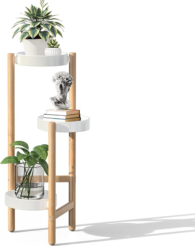 Wisuce Corner Plant Stand Indoor, 3 Tier Tall Bamboo Plant Stand Holder & Plant Shelf Display Rack for Indoor Home Decor (3 Tier Stand)