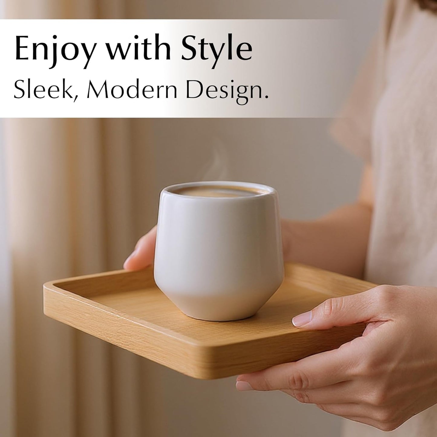 MIAMIO - Espresso Cups Set of 4 (3 oz) / Espresso Cup, Ceramic Espresso Cups, Handleless Mug, Japanese Tea Cups - Luxe Collection (Classic Pastel)