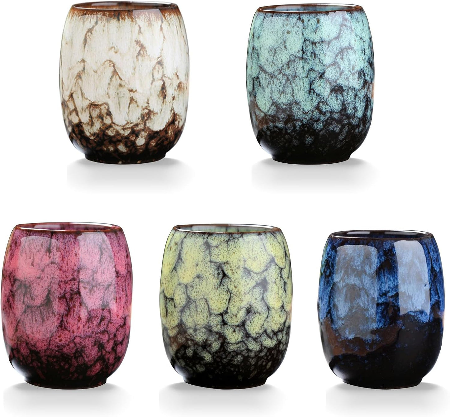 Japanese style ceramic Tea set, Tea cup, Water cup，Coffee cup, Yerba mate set, Ceramic mate cup set of 5