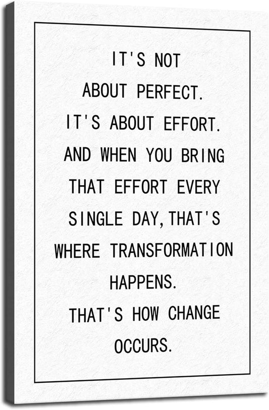 Inspirational Quote Canvas Wall Art Office Decor Motivational It's Not About Perfect It's About Effort Canvas Print Positive Painting Artwork Living Room Home Wall Decor Framed [12''W X 18''H]
