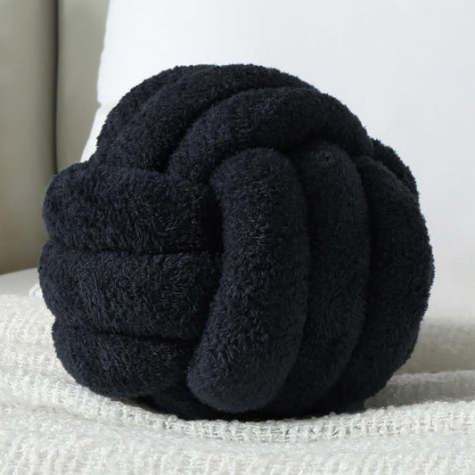 Knot Pillow Ball Plush - Decorative Throw Pillows for Bed Relieve Stress, Round Knot Cushion for Sofa Decor Pet Toy, Black 8 inch