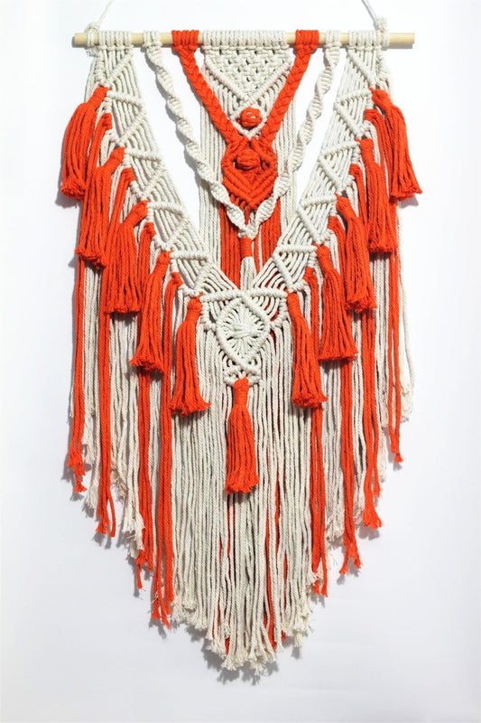 BMIDRUT Macrame Woven Wall Hanging Tapestry Boho Wall Art Handmade Macrame Tapestry for Wedding Bedroom Living Room Background Wall 17x30 Inch