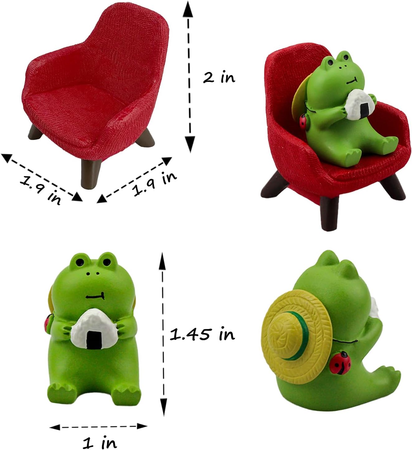 Miniature Frogs - Cute Frog Sculptures for Outdoor Fairy Garden, Desk Decor & Plant Shelf