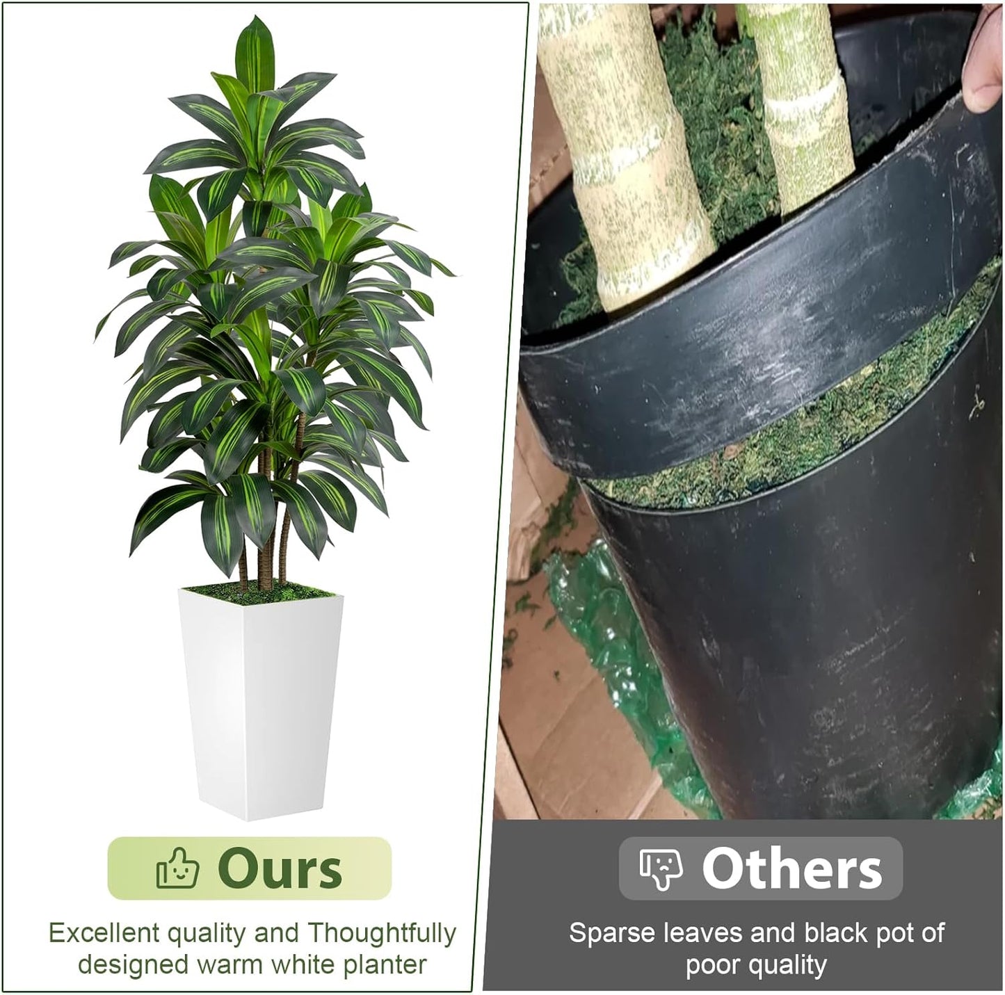 Dracaena Tree 5FT Artificial, 60in Tall Faux Dracaena Tree with 15.7 White Planter, Fake Potted Tree for Indoor & Outdoor Home Office Decor