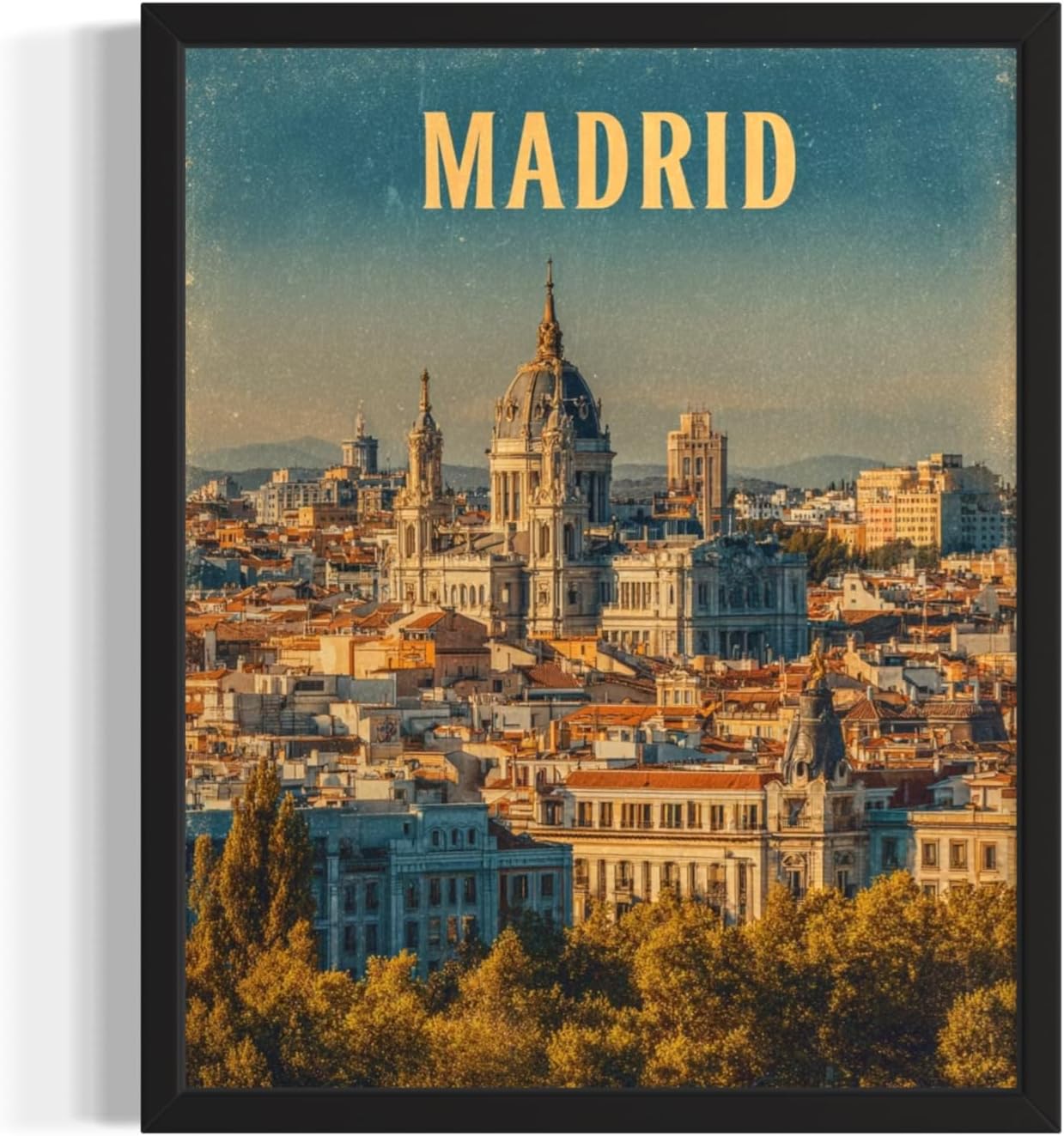 Madrid, Spain Art Print Poster, Europe Vintage City Retro Photography Skyline Travel Bedroom Bathroom Living Room Decor 183 (Madrid, Spain, 11 x 14 inches, Unframed)