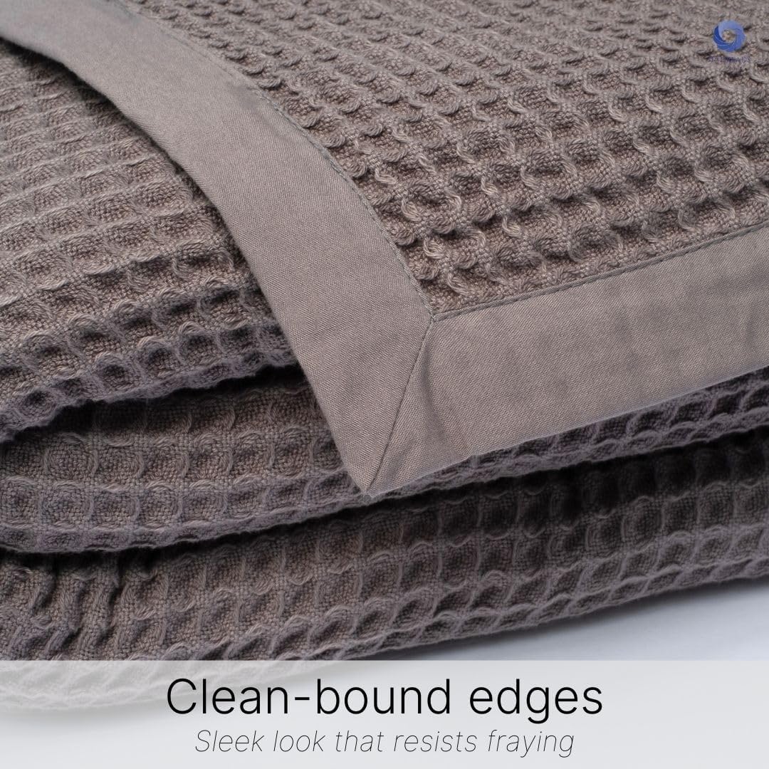 GOTS Certified Organic Cotton Waffle Weave Blanket, Throw Bed Blanket, 50"X60"Cozy Throw Blanket for Couch, Modern Home Decor, Throw Blankets,Waffle Blanket, Soft Bed Blankets -Charcoal Grey