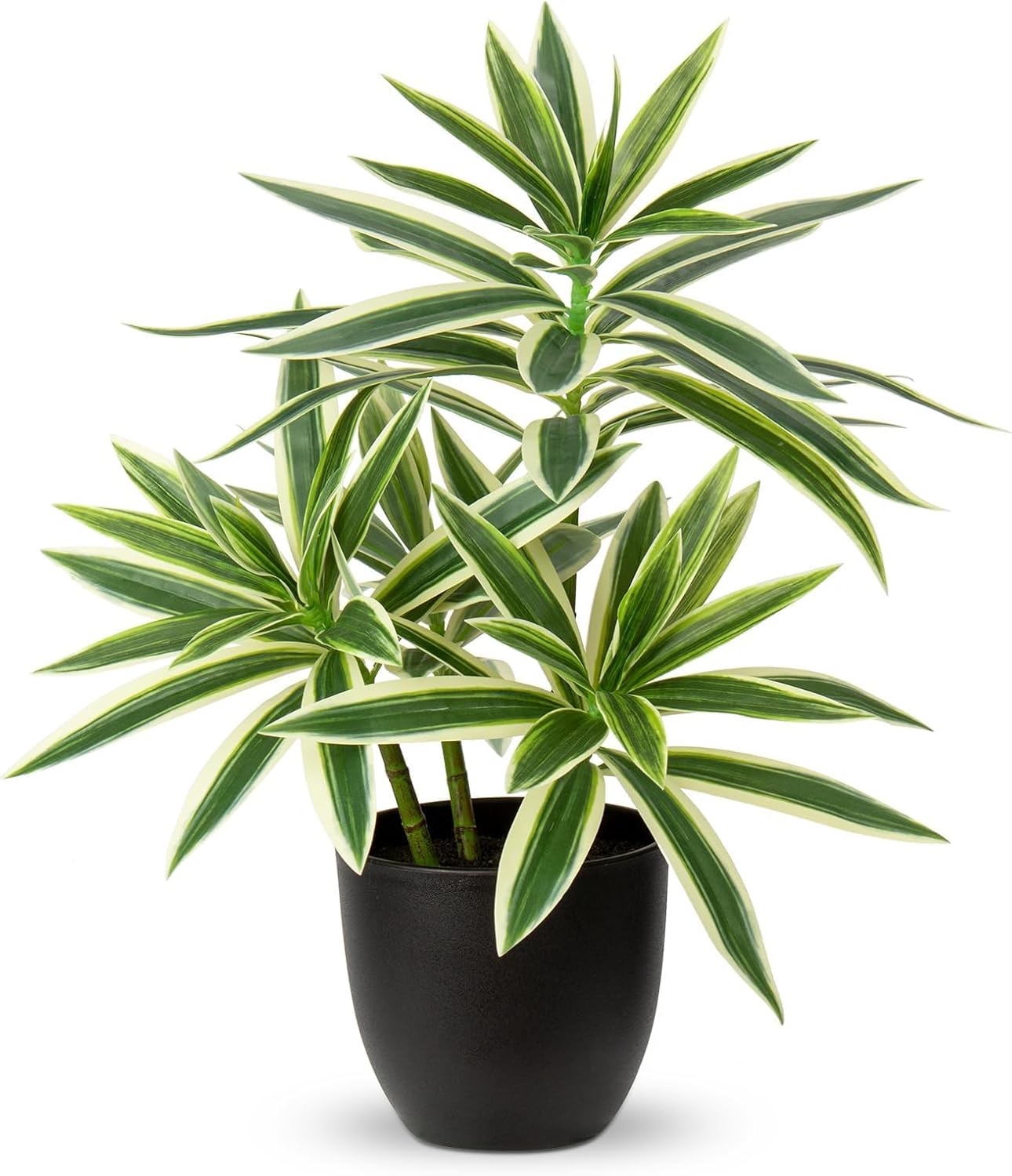Faux Plants 16.1" Dracaena Artificial Plant Realistic Fake Plants in Pot Small Indoor Plants Fake Potted Plants Artificial Decor for Home Living Room Bathroom Office House Table Desk Shelf, Green
