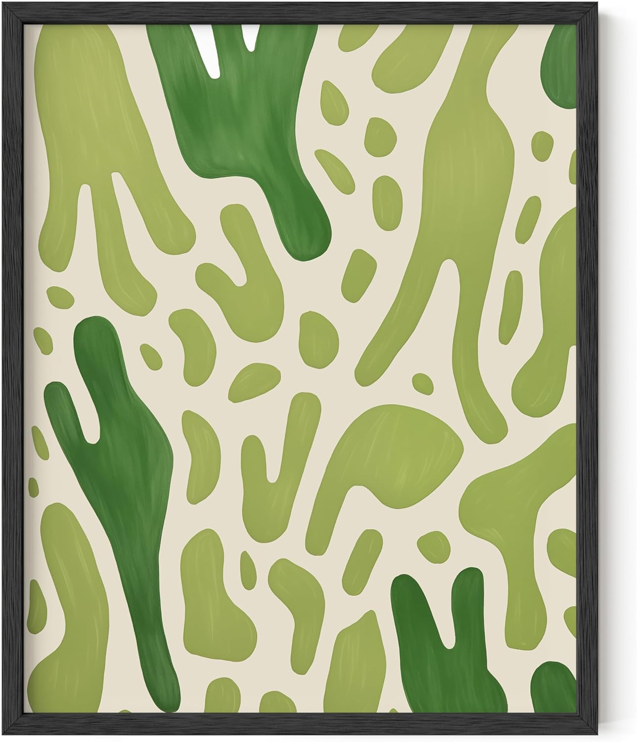 HAUS AND HUES Modern Abstract Wall Art - Blue and Green Living Room Art, Modern Artwork for Walls, Minimalist Picture for Living Room(Green Pattern, Black Frame, 16x20)