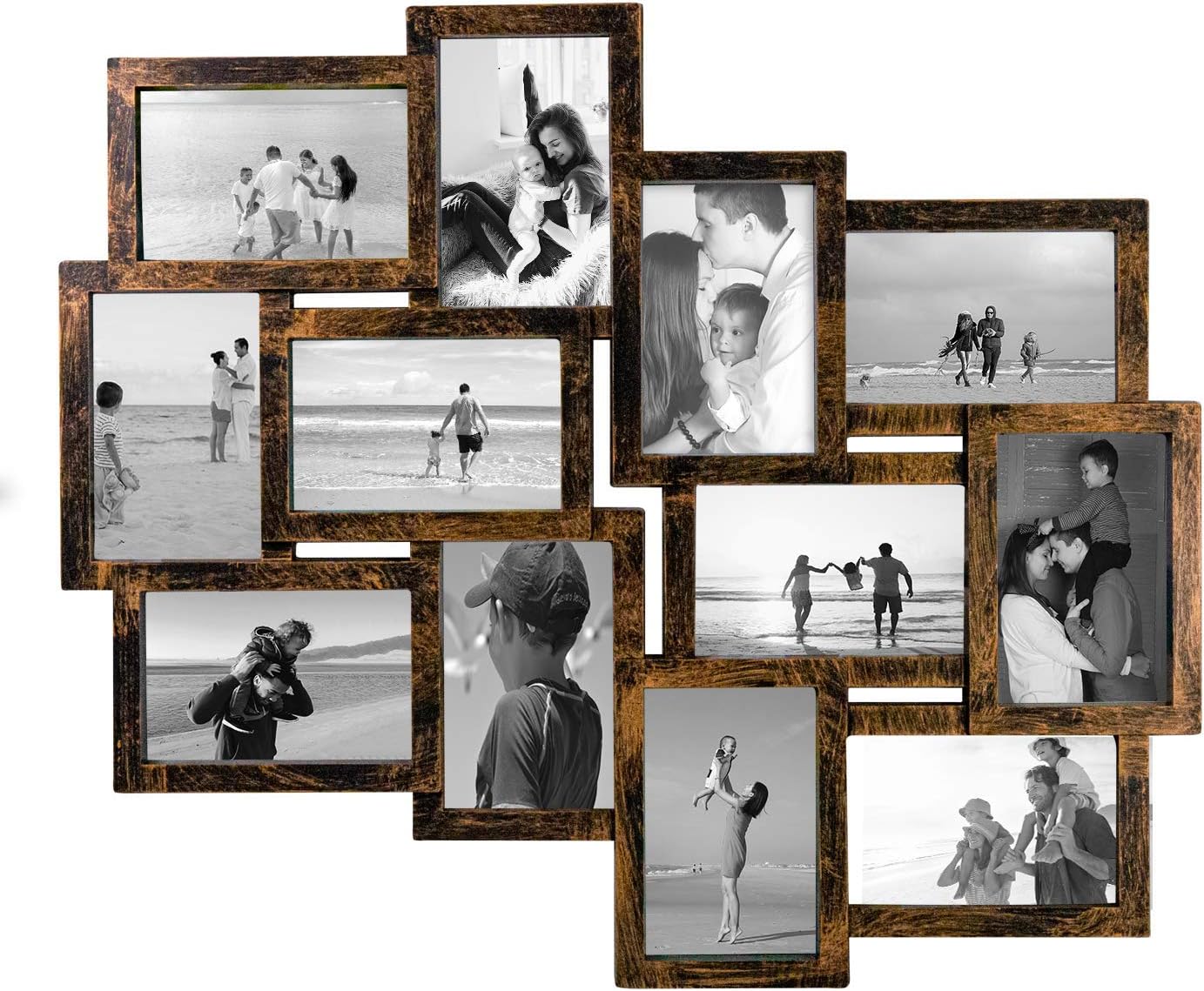 Jerry & Maggie 12 Opening Collage Picture Frame, Multi Picture Frame for Wall, 4x6 Inches, Plastic Wall Picture Frames for Living Room, No Assembly, Golden