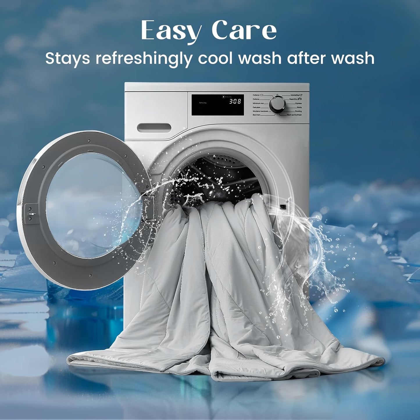 Dream Valley®Outlast®Cooling Comforter, All Season King NASA-Grade Technology Cooling Blanket for Hot Sleepers Night Sweats, Q-Max > 0.45 Aerocool™Light Grey, 106"x90"