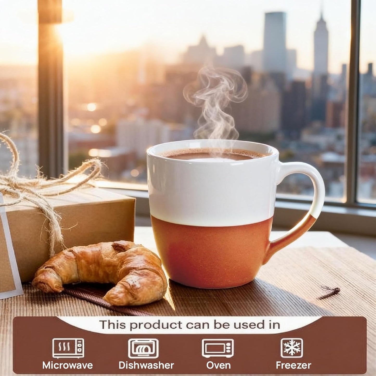 Coffee Mugs Set of 4 Western Style 12oz Ceramic Coffee Cups with Comfortable Handle Microwave and Dishwasher Safe Large Mugs for Coffee Tea Latte Kitchen or Gift