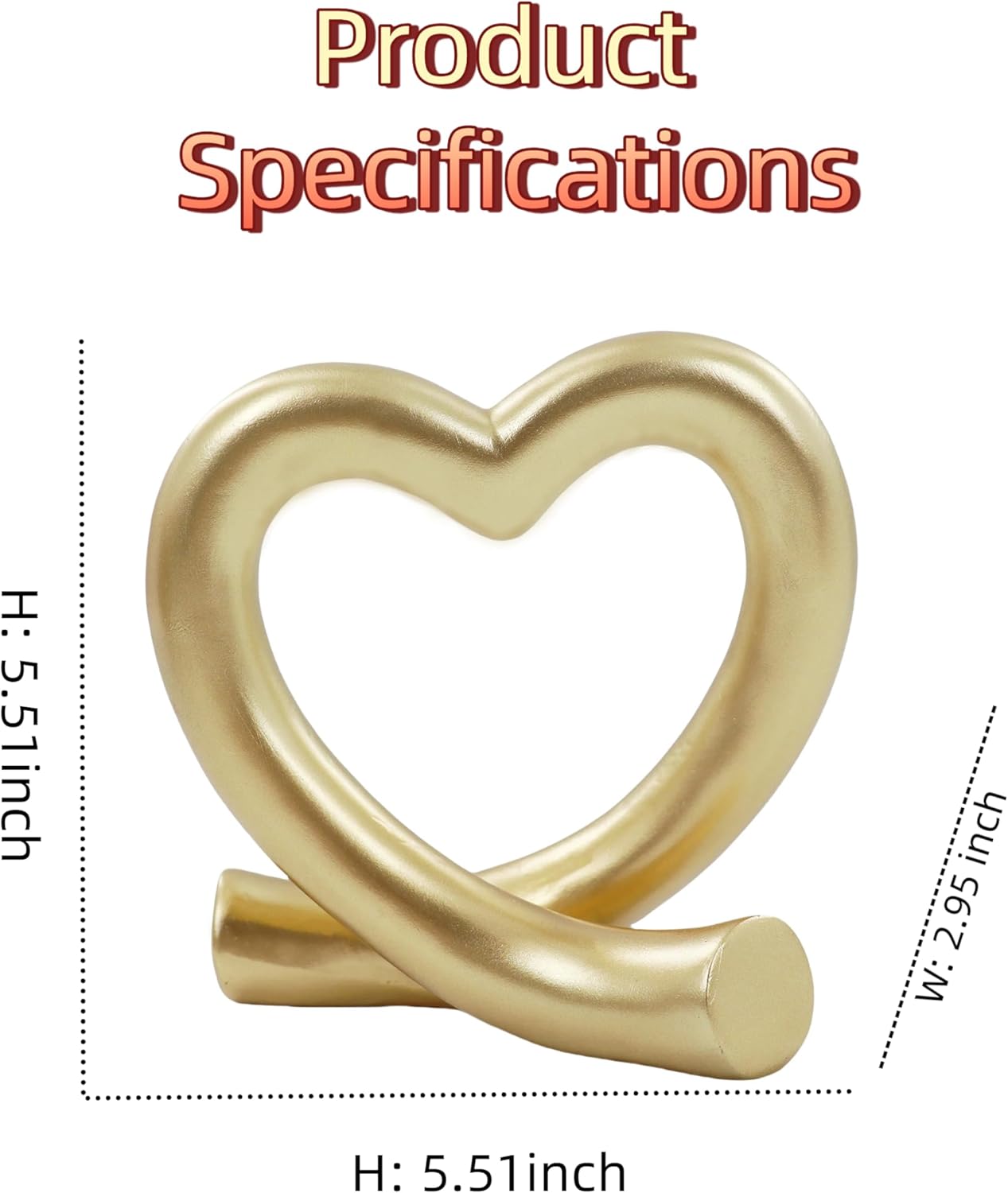 Gold Heart Love Sculpture – Luxury Romantic Gift for Anniversary, Wedding Table Decor, Golden Love Figurine for Elegant Interiors