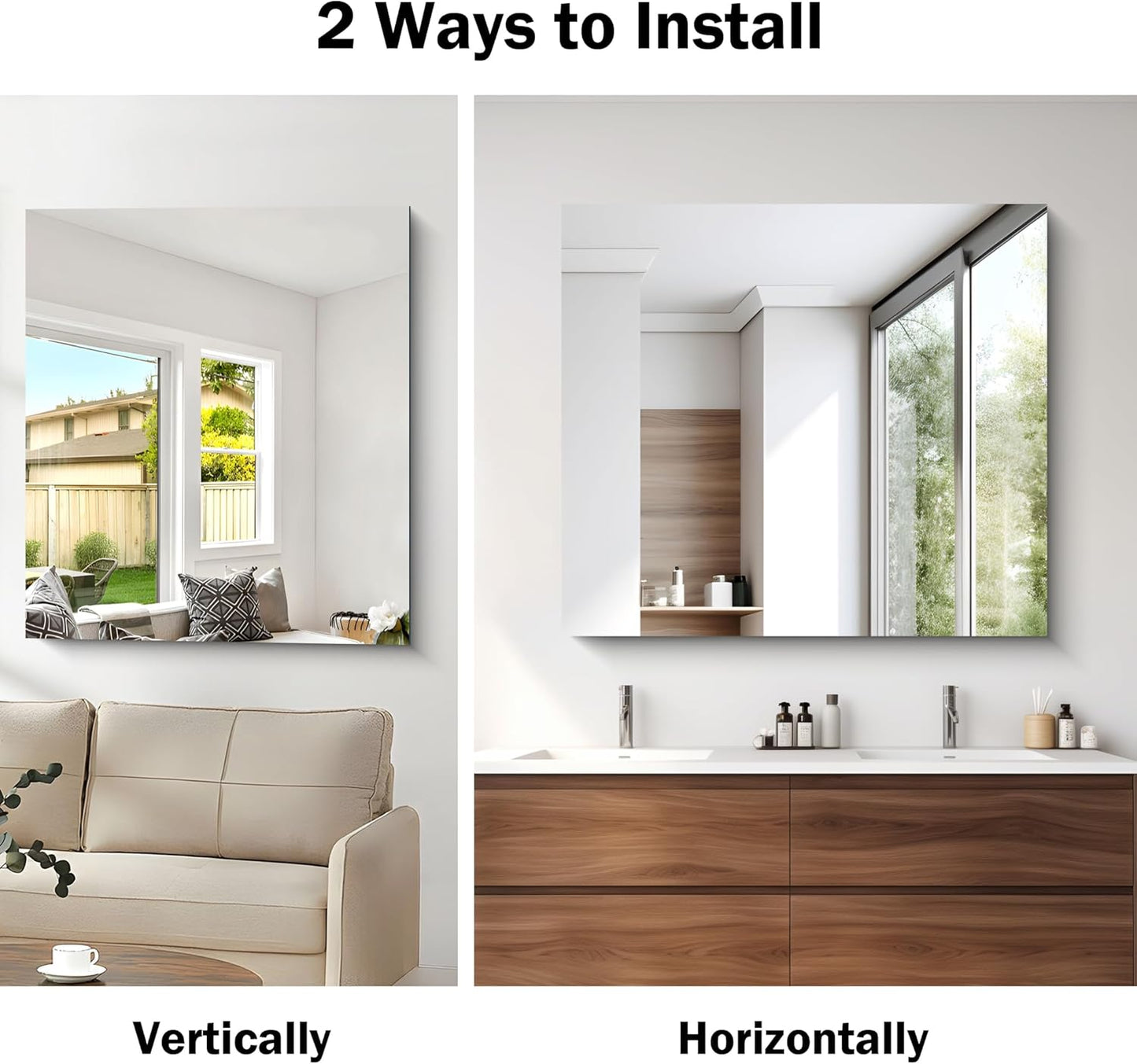 Frameless Mirror, 36x40 inch Bathroom Mirrors for Over Sink, Large Frameless Wall Mirror, Upgraded Shatterproof Vanity Mirror with Polished Edge for Bathroom,Bedroom,Living Room and Entryway