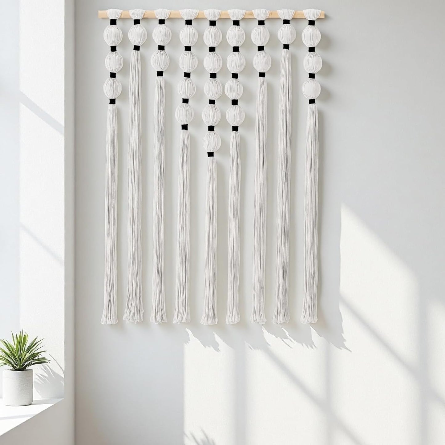 HYVAKUPPA Large Macrame Wall Hanging Boho Woven Tapestry Wall Decor Yarn Art Bohemian Handwoven Sphericity Cotton Textile Tapestry for Living Room Bedroom