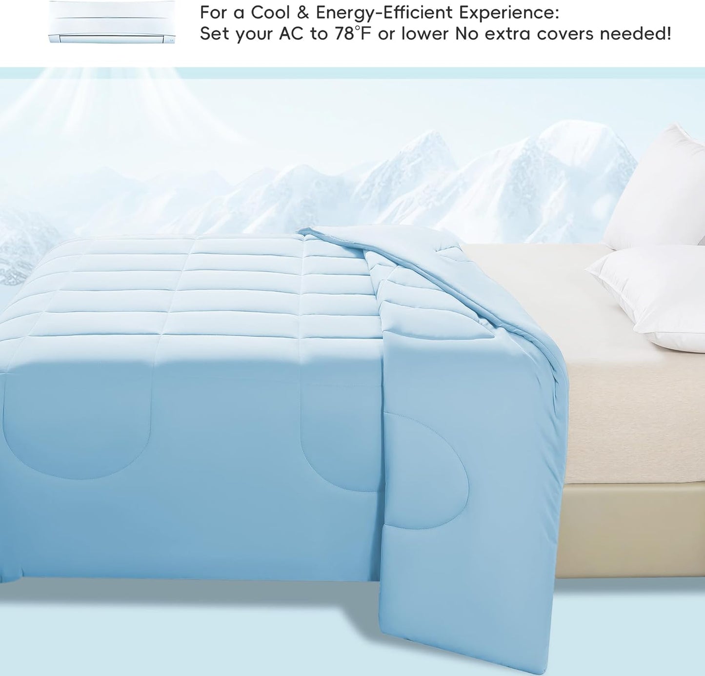 Cooling Comforter Twin/Twin XL Size, All Season Blanket for Hot Sleepers, Lightweight Comforter for Night Sweats, Double-Sided Cooling Bedding for Bed, Sofa, Office, Camping (Blue,68"*80")